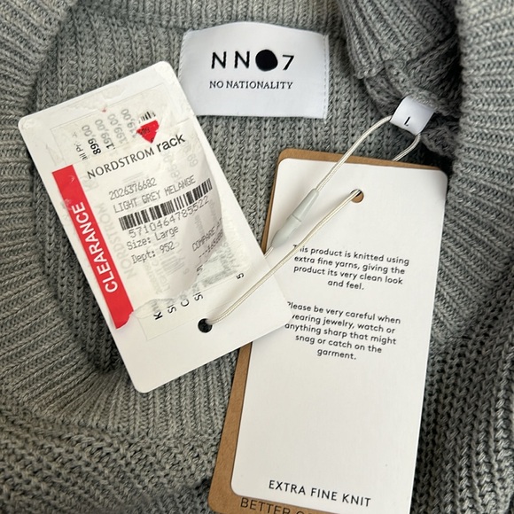 NWT NN07 Knut Crewneck Extra Fine Knit Cotton Pullover Sweater Grey Melange Sz L - Picture 12 of 12